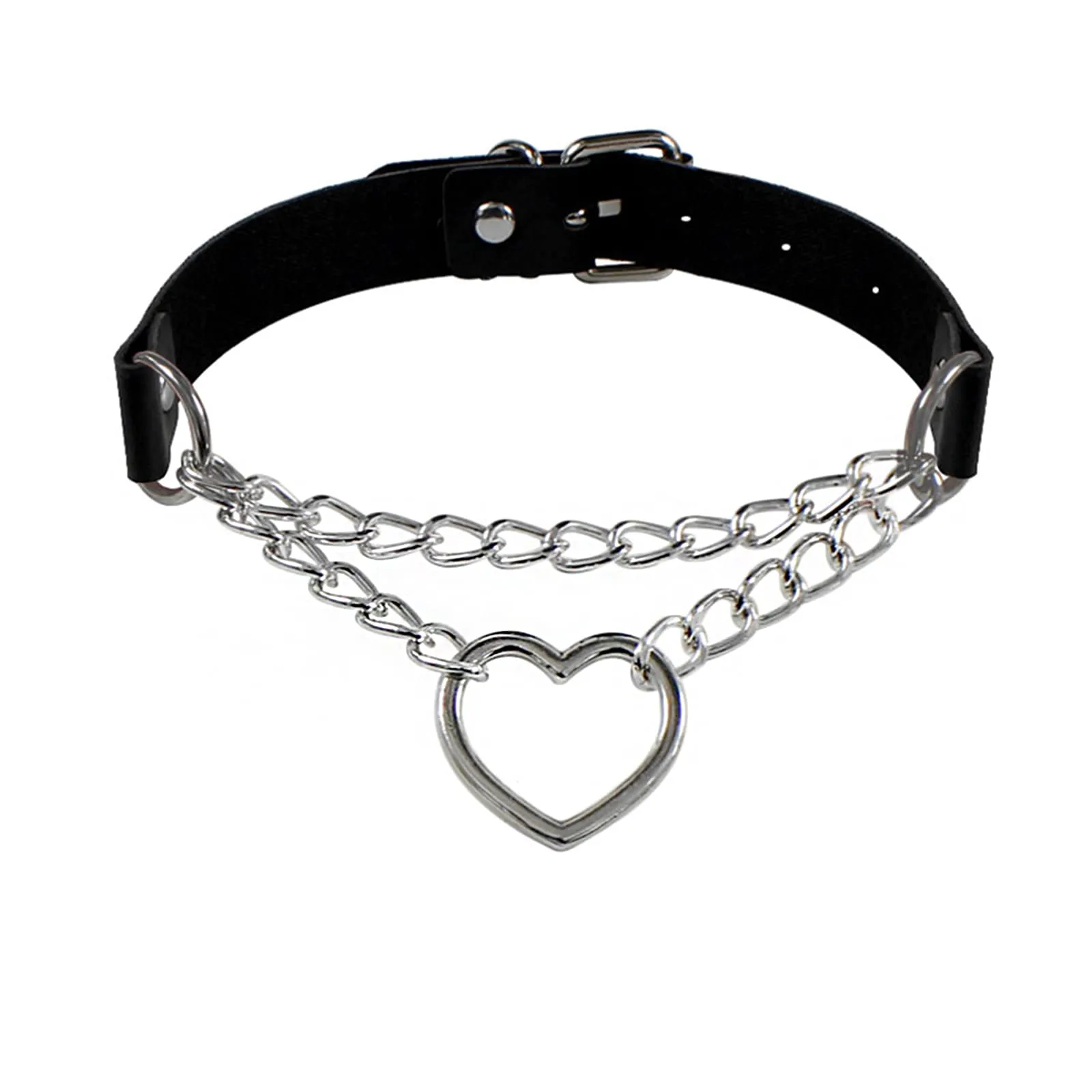 1 PCS Heart Leather Choker Black O Ring Vintage Gothic Punk Choker Fancy Dress Rock Choker Necklace PU Leather Collar Choker For Women Men Accessory