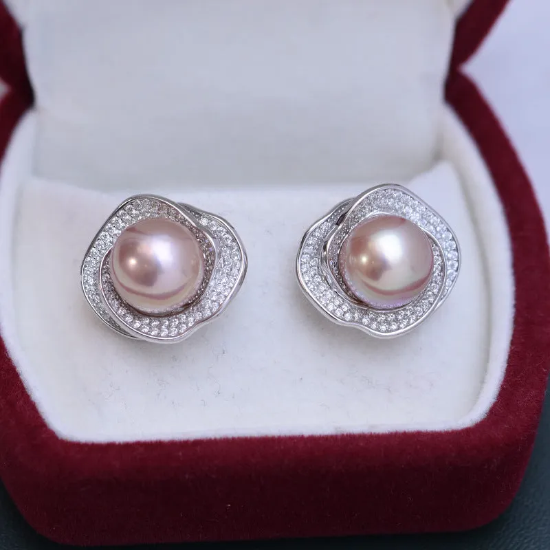 10-11mm Freshwater Pearl Floral & Liora Earrings