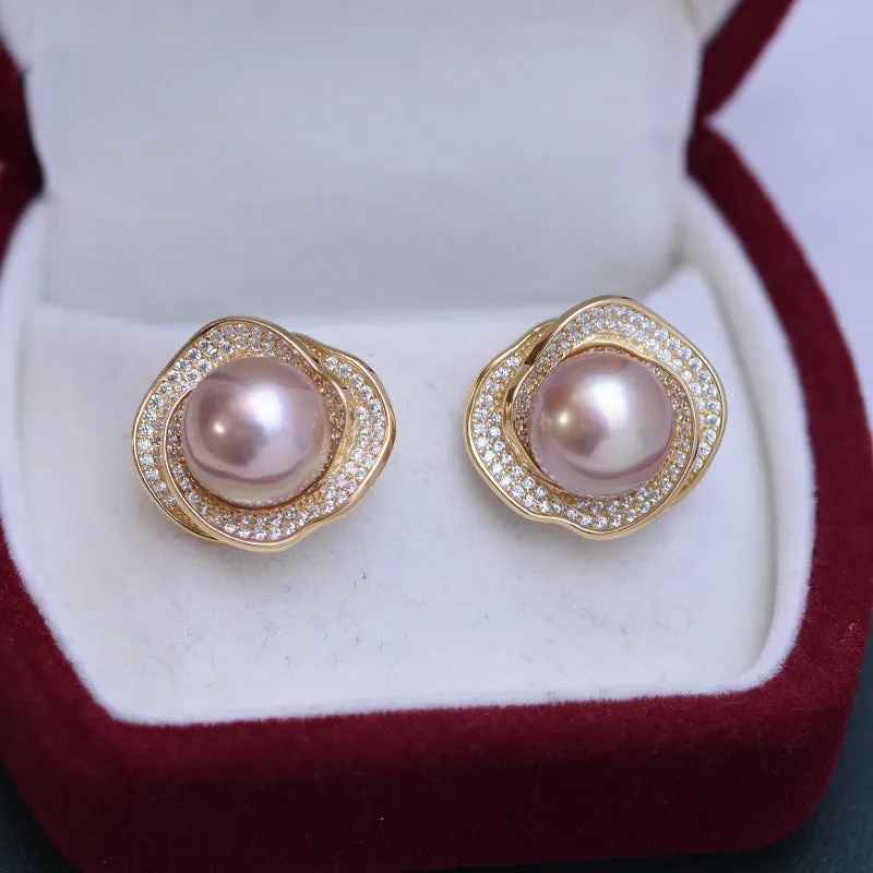 10-11mm Freshwater Pearl Floral & Liora Earrings
