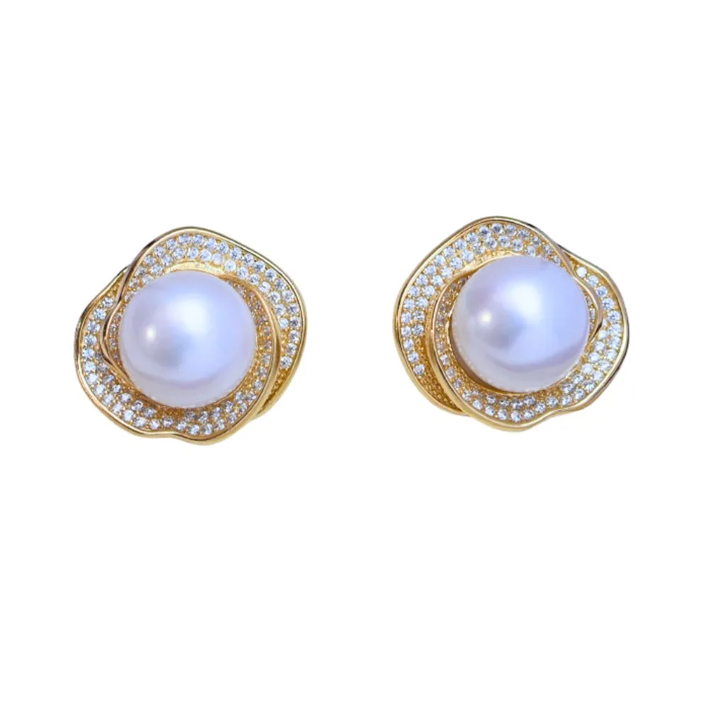 10-11mm Freshwater Pearl Floral & Liora Earrings
