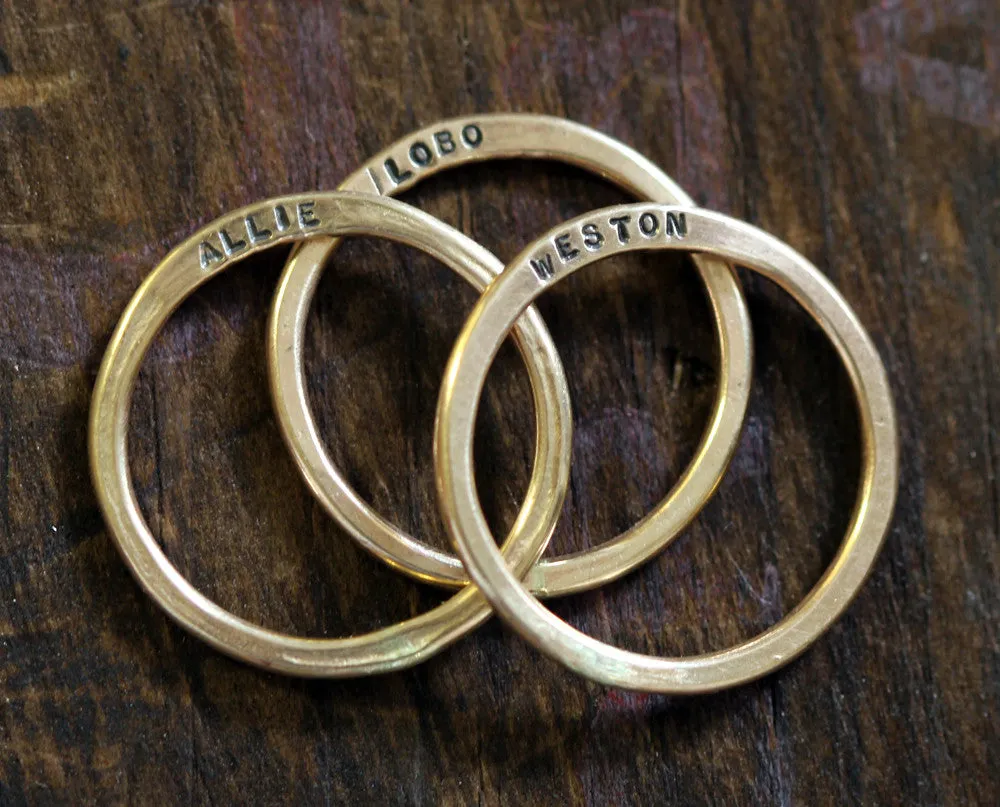 14k Gold Filled Custom Hammered Rings - Set of 3 (S0313)