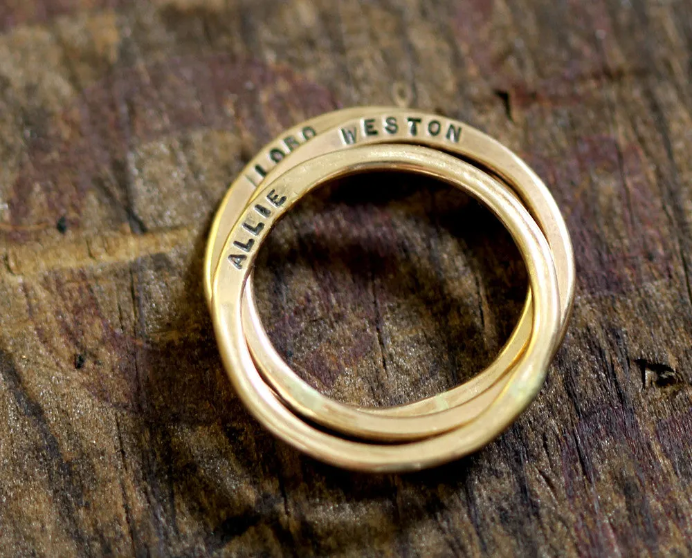 14k Gold Filled Custom Hammered Rings - Set of 3 (S0313)