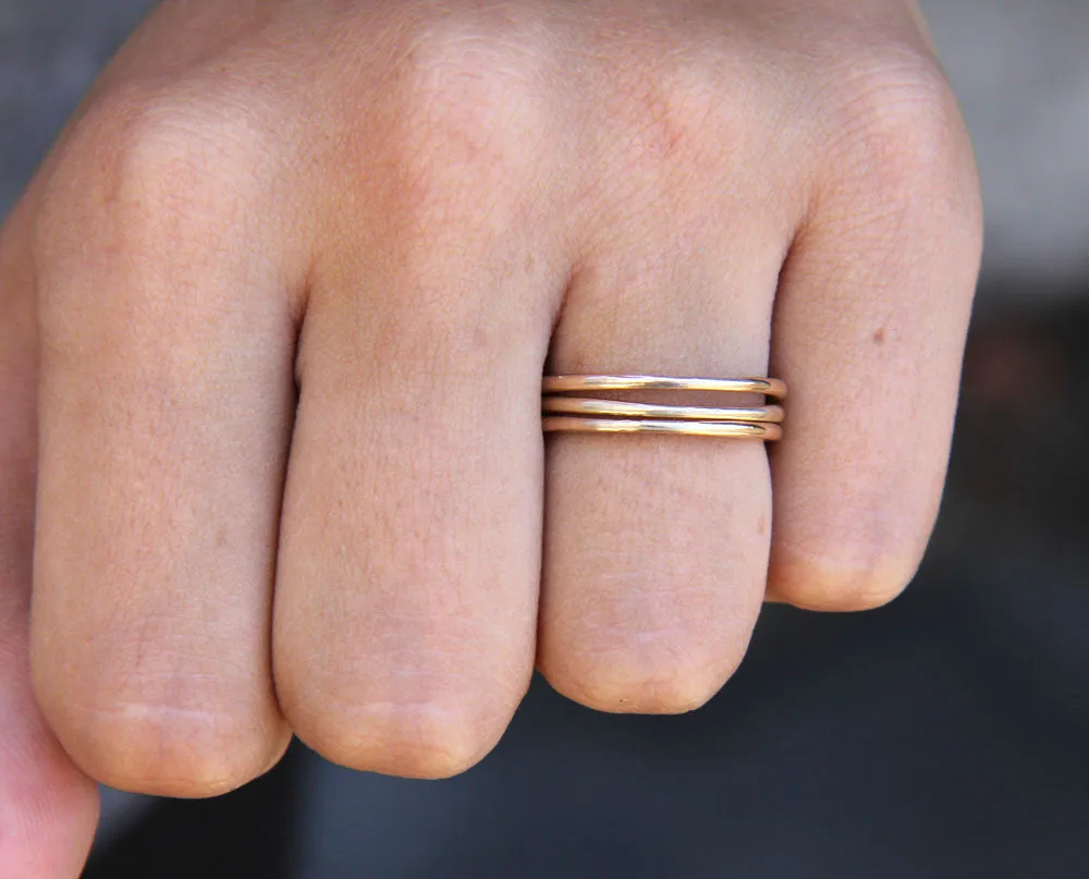 14k Gold Filled Custom Hammered Rings - Set of 3 (S0313)