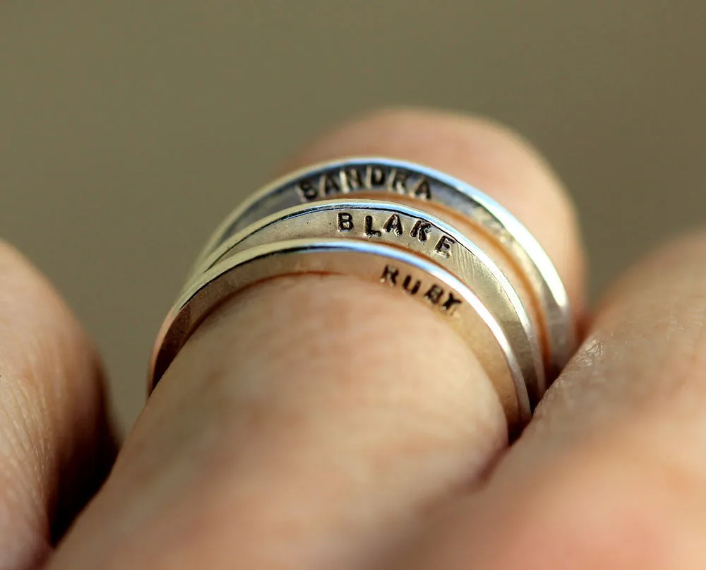14k Gold Filled Custom Hammered Rings - Set of 3 (S0313)