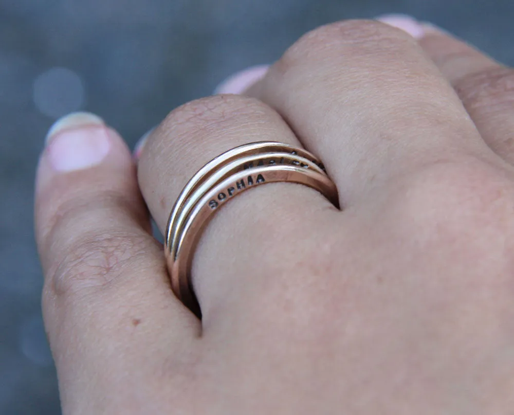 14k Gold Filled Custom Hammered Rings - Set of 3 (S0313)