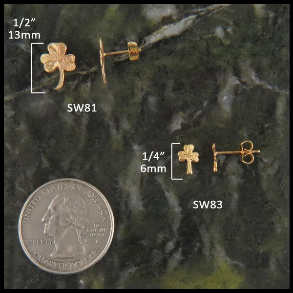 14K Gold Shamrock Earrings