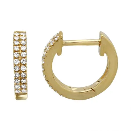 14K White Gold Diamond Double Row Huggies