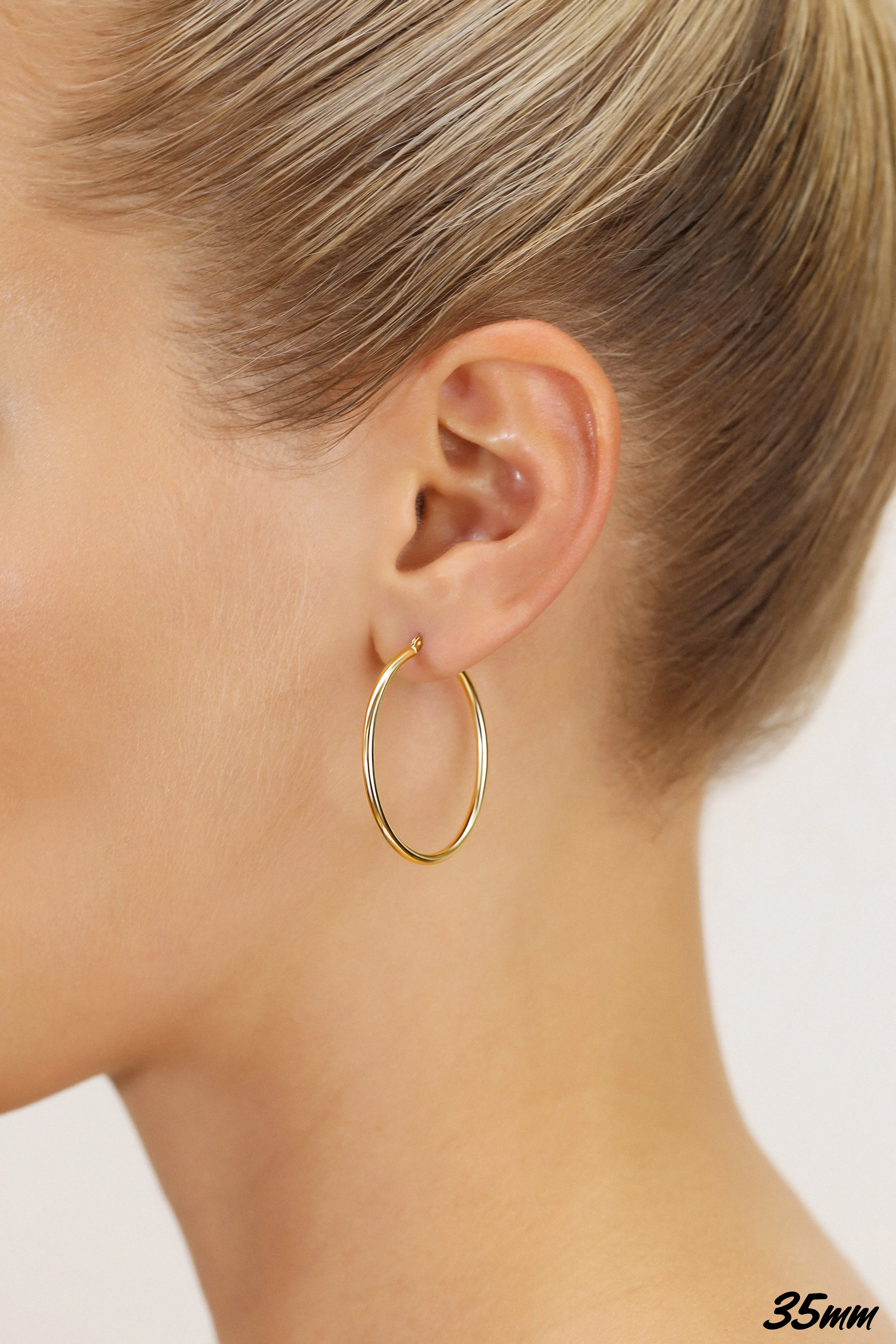 14k Yellow Gold Classic Hoop Earrings, 2mm