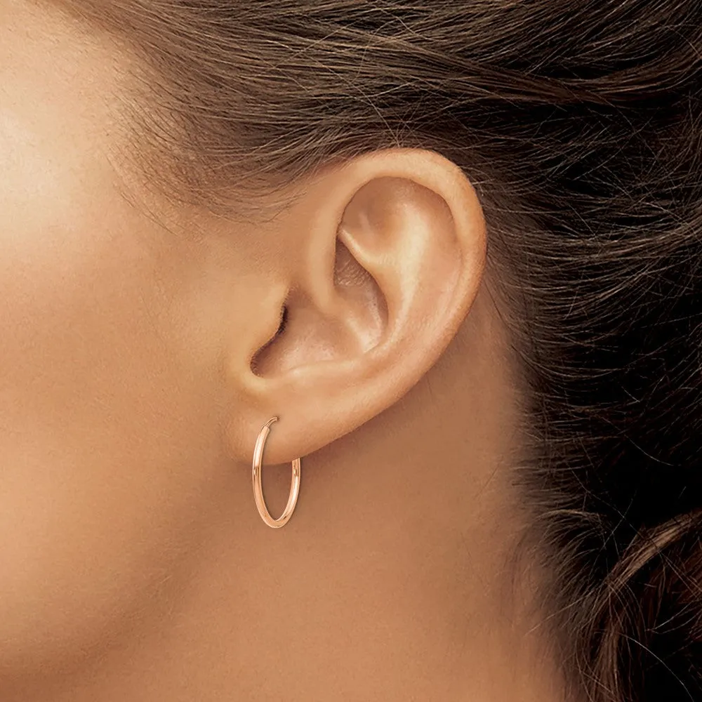 14KT Rose Gold 20X1.5MM 20MM Endless Hoop Earrings