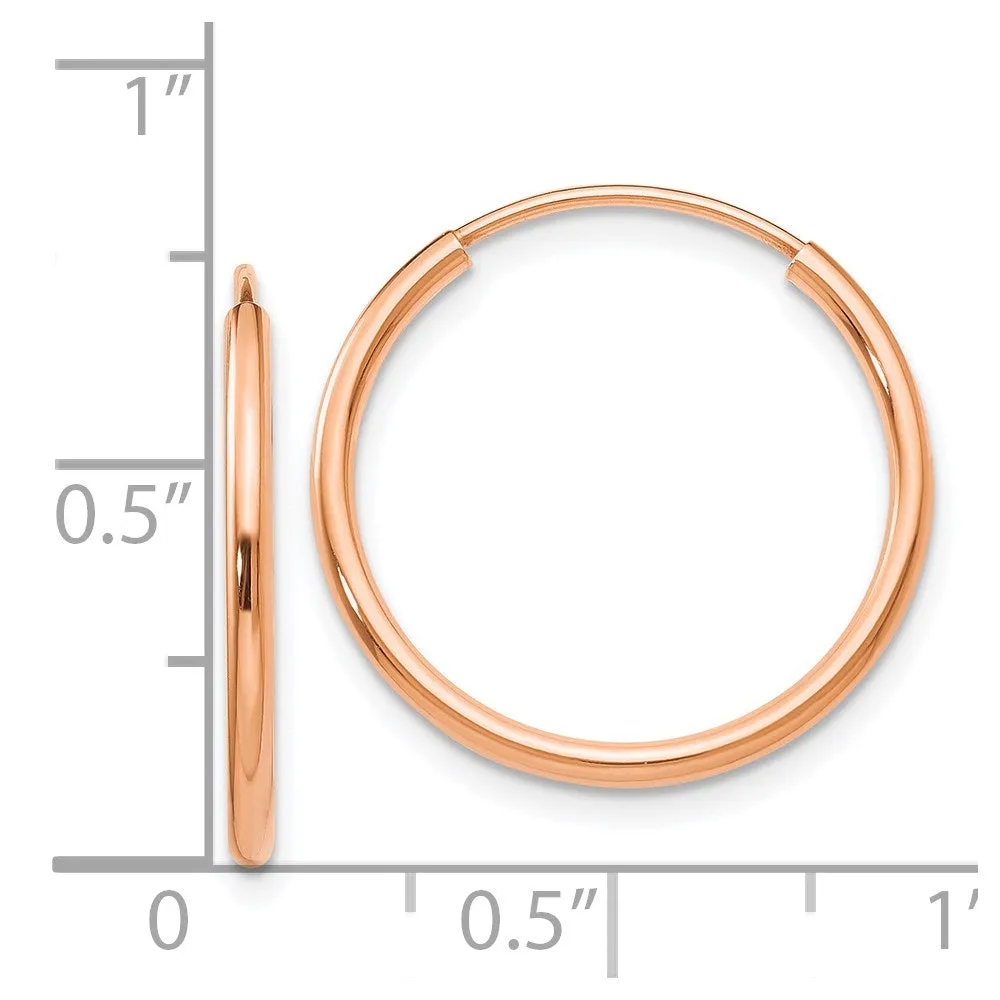 14KT Rose Gold 20X1.5MM 20MM Endless Hoop Earrings