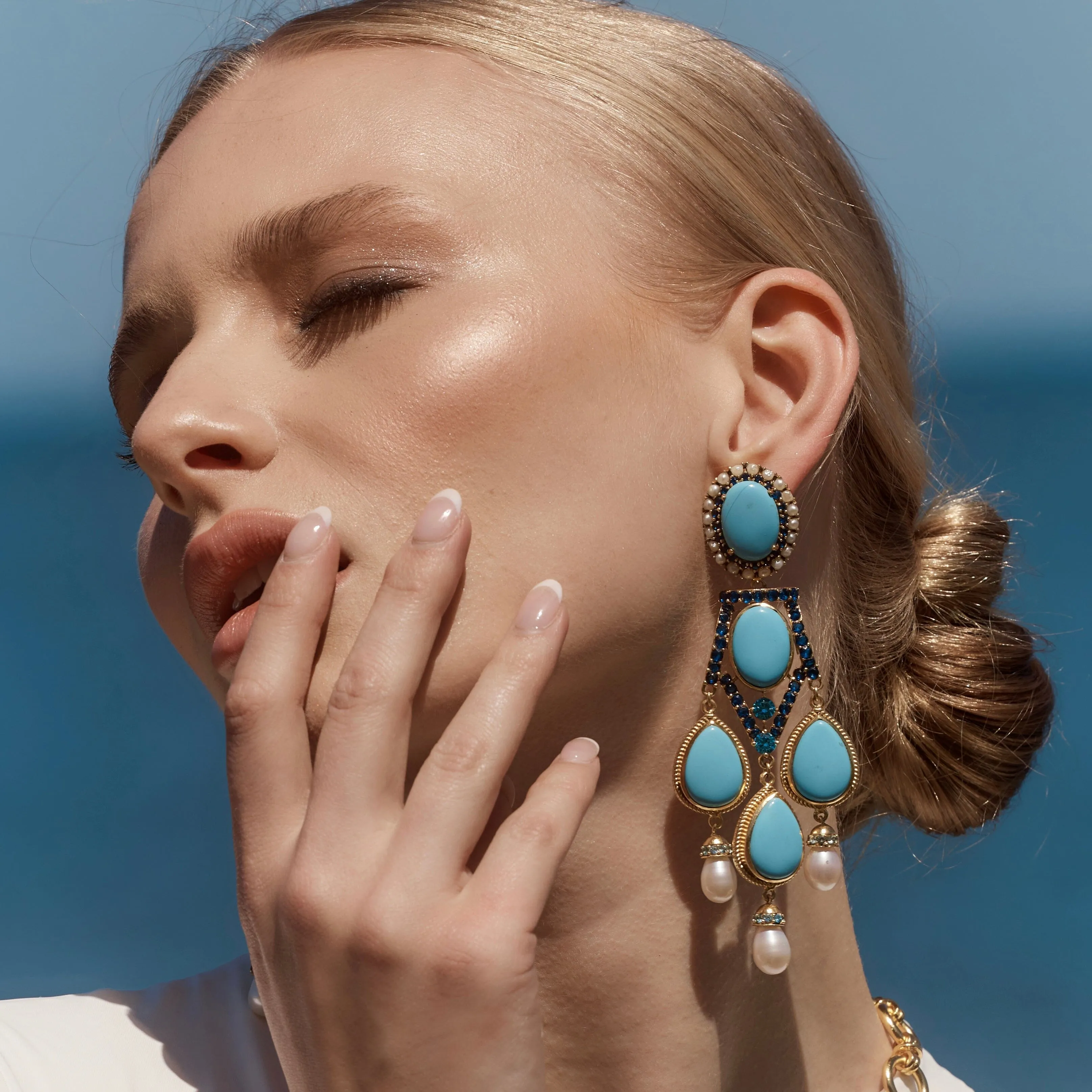 18k Gold Vermeil Turquoise Chandelier Earrings: The Adele