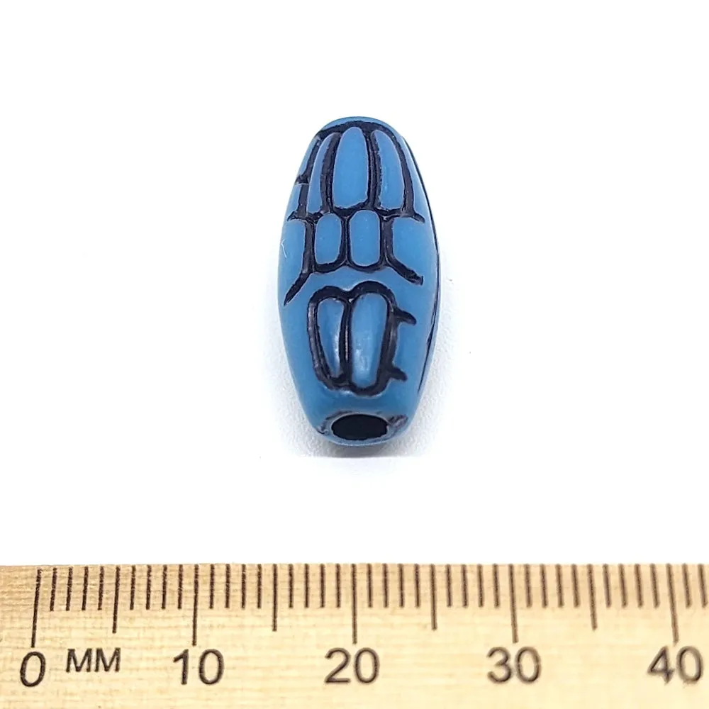 23x11 Oval (10) - Blue w. Black - South Western Style Vintage Beads