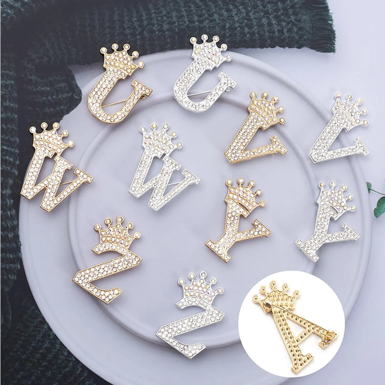 2Pcs Letter Brooches and Pins for Women A-Z Letter Brooch Pins Rhinestone Initial Accessories for Hat Backpacks Personal Custom Jewelry Gifts for Men Women