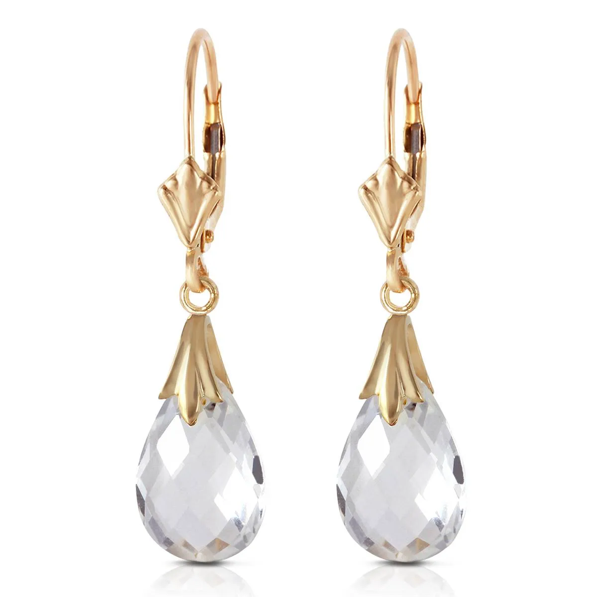 6 Carat 14K Bright Moon White Topaz Earrings