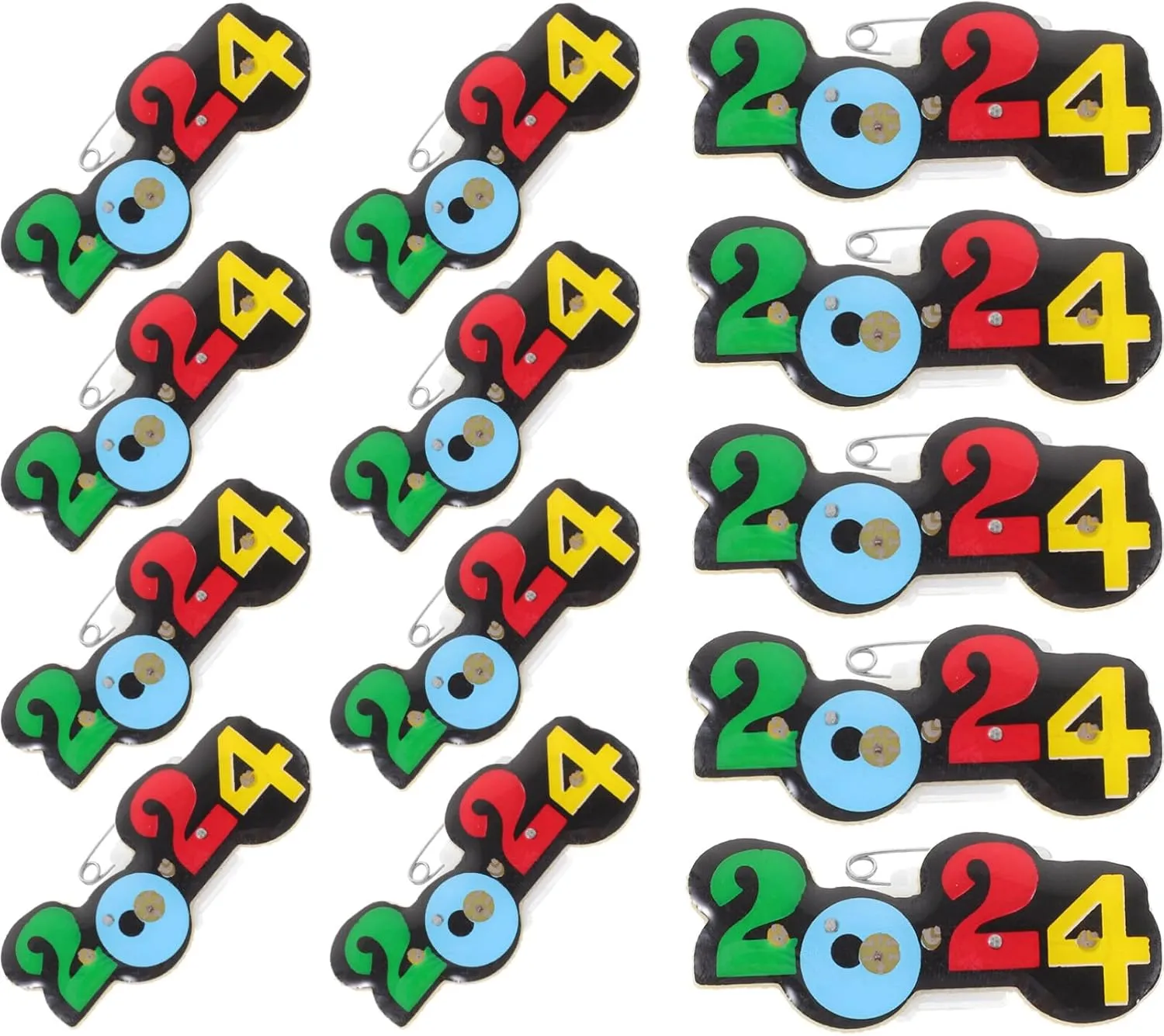ABOOFAN Light Up New Year Brooches Pins, 25pcs 2024 Led Lapel Pin Glowing Badge 2024 New Year Pin for 2024 New Years Eve Party Supplies