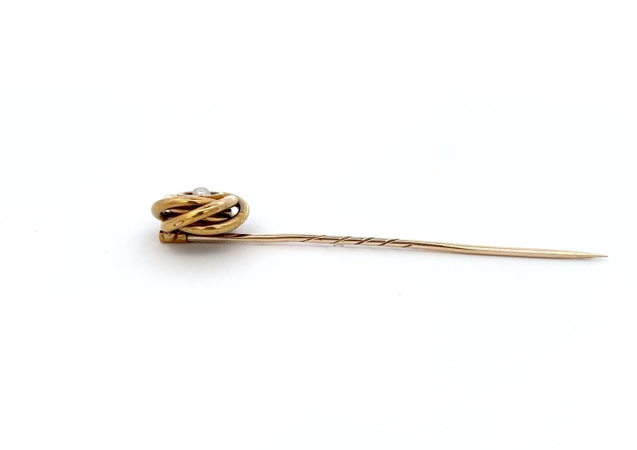 Antique 14ct & 9ct Yellow Gold & Seed Pearl Pin Circa 1900 Hat/Lapel/Tie Pin