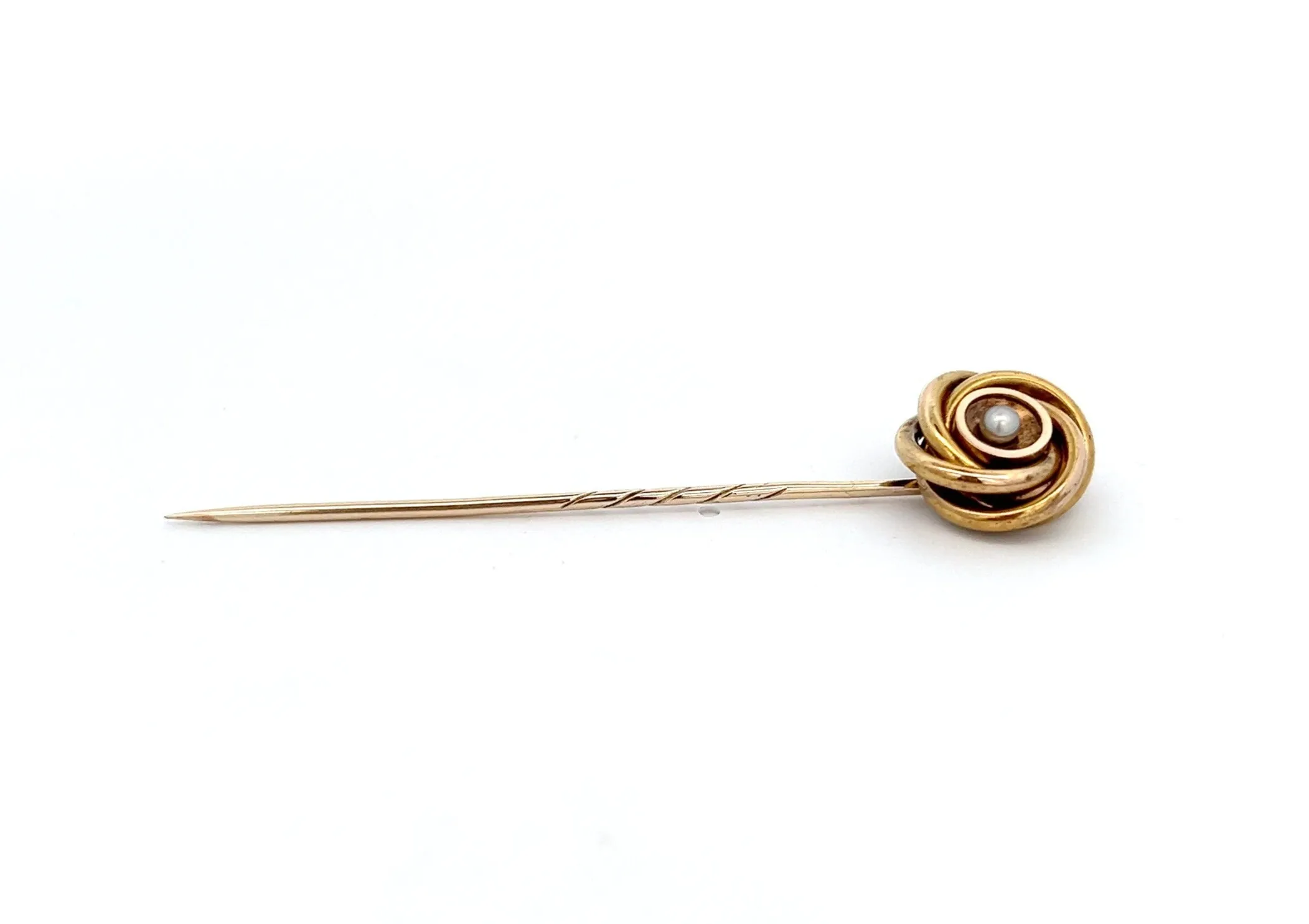 Antique 14ct & 9ct Yellow Gold & Seed Pearl Pin Circa 1900 Hat/Lapel/Tie Pin