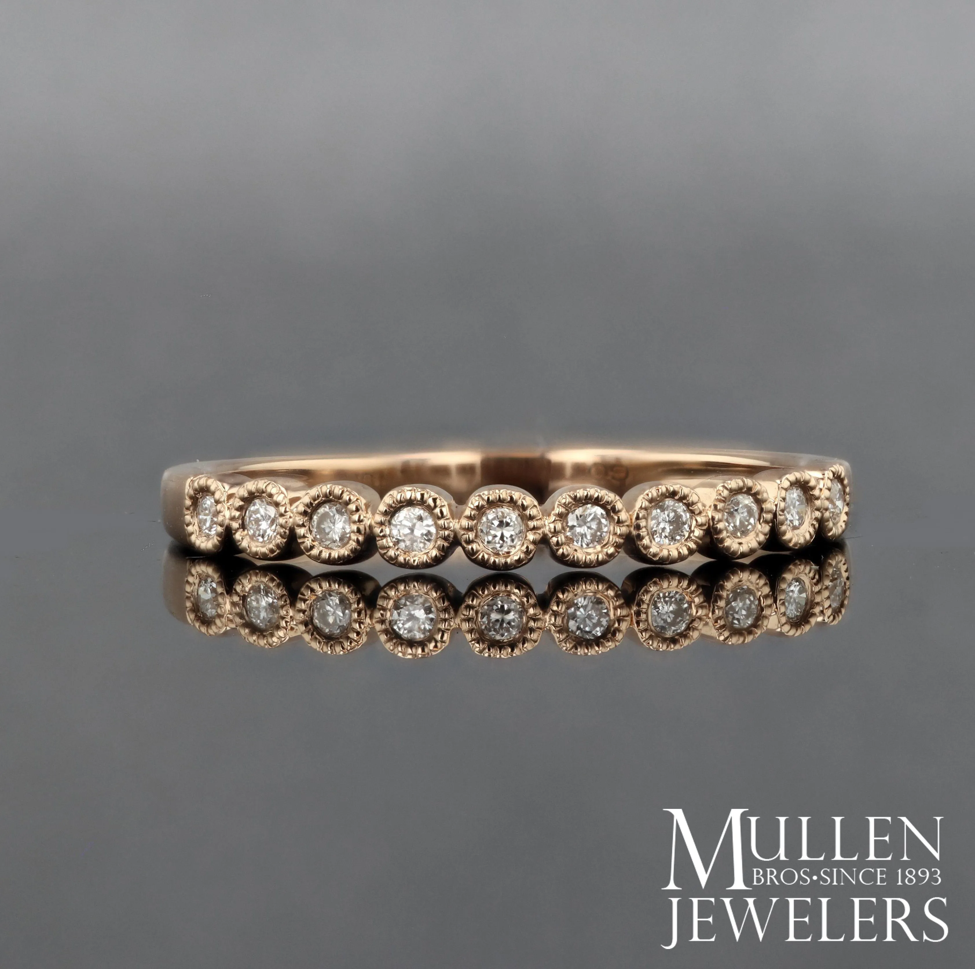 Bead Set Round Station Diamond Ring .12 Cttw 10K Rose Gold