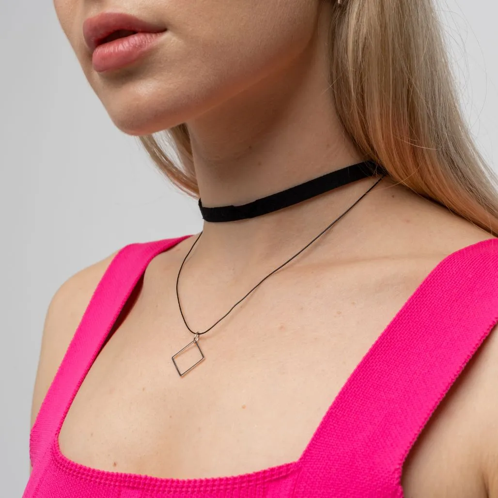 Black Lace Square Gothic Victorian Vintage Emo Choker Layered Necklace