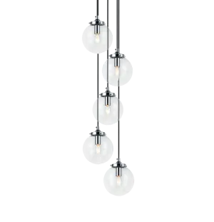 Bougie Chrome with Black Rod 5 Light Pendant