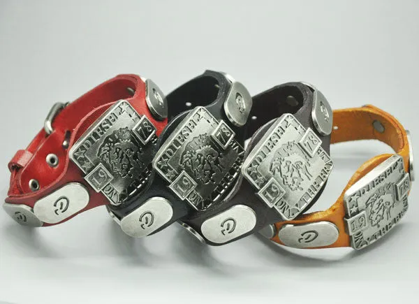 Bracelets & bangles Fashion Rock Punk Style Cool "Brave" Men Woman Genuine Leather Bracelet Hotsale Kull Bracelets