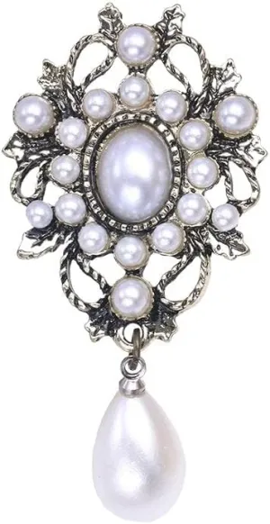 Brooch Pin for Women Imitation Pearl Charming Antique Copper Drop Brooch Pin Women Mujer Bijoux Gift Jewelry Christmas Brooches