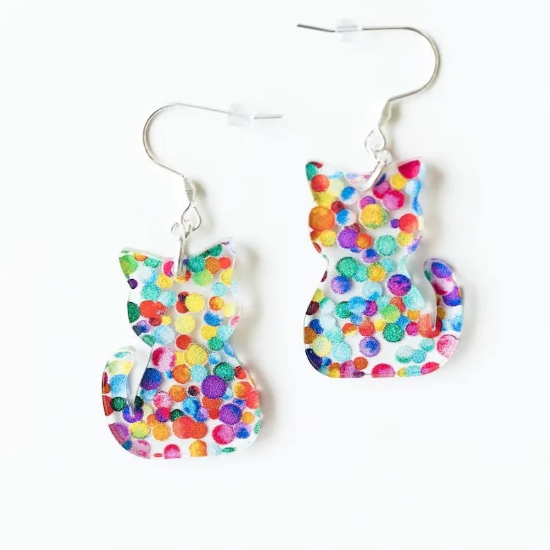 Cat Bookshelf Classic Animal Acrylic Earrings