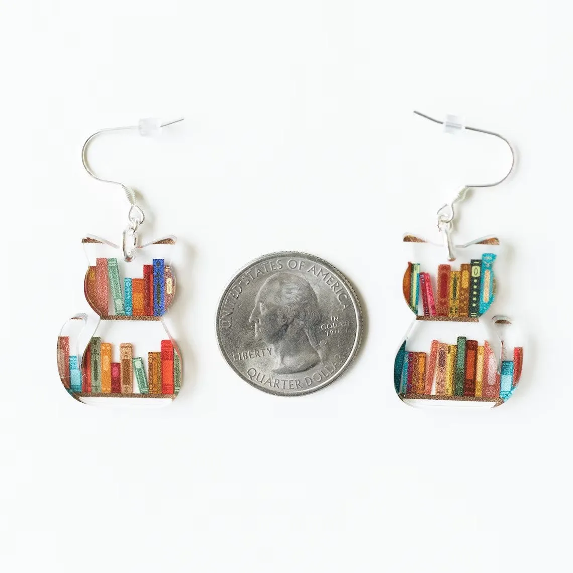 Cat Bookshelf Classic Animal Acrylic Earrings