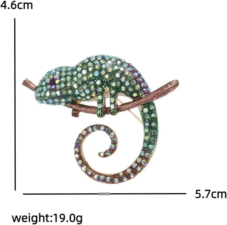 Chameleon Brooch Pins for Women, Lizard Brooch Pin, Cute Chameleon Animal Brooch Lapel Pin, Bohemian Chameleon Brooches Pins for Women Hat Bag Suit Dress Accessories