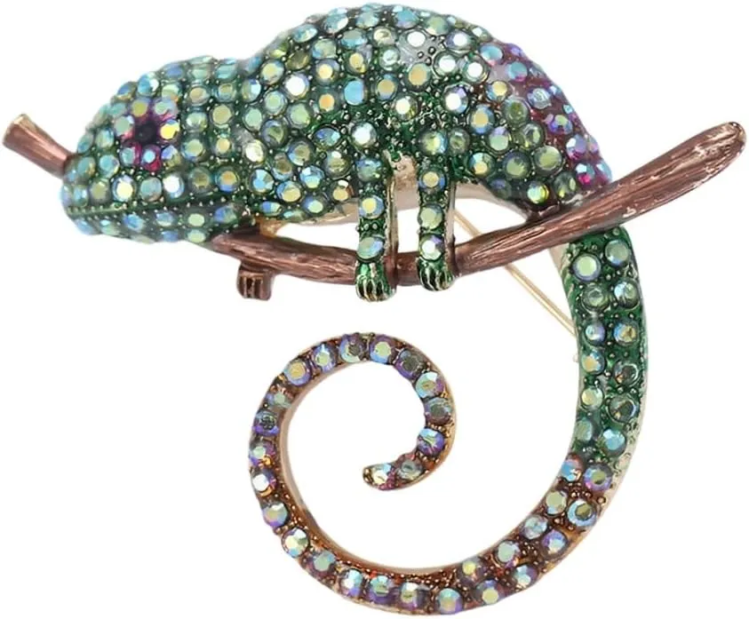 Chameleon Brooch Pins for Women, Lizard Brooch Pin, Cute Chameleon Animal Brooch Lapel Pin, Bohemian Chameleon Brooches Pins for Women Hat Bag Suit Dress Accessories