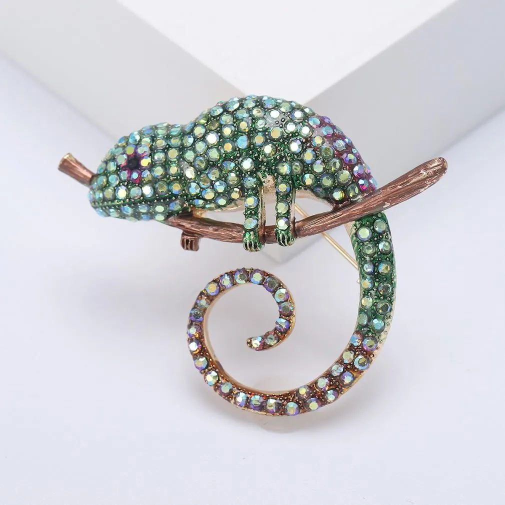 Chameleon Brooch Pins for Women, Lizard Brooch Pin, Cute Chameleon Animal Brooch Lapel Pin, Bohemian Chameleon Brooches Pins for Women Hat Bag Suit Dress Accessories