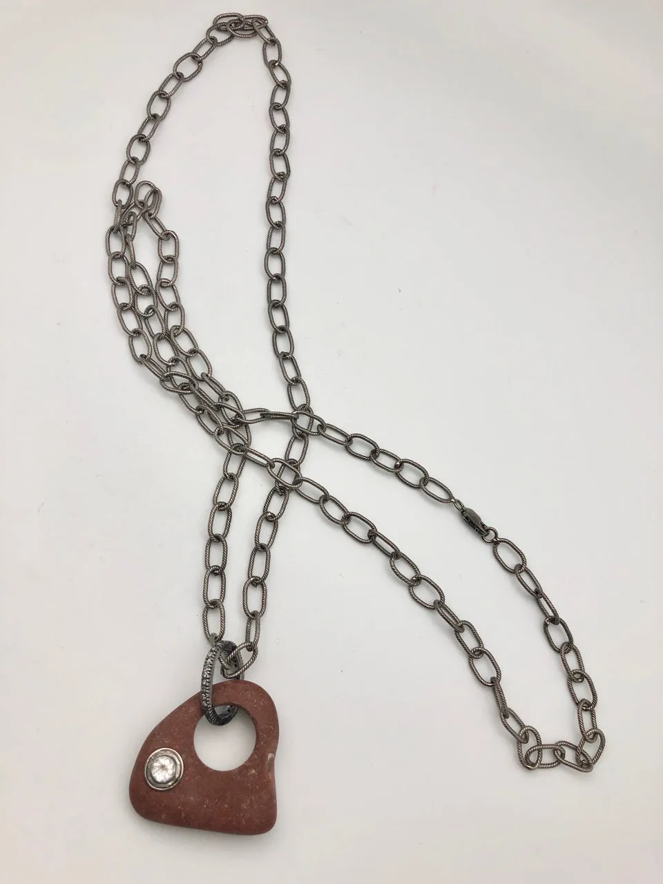 Cheryl Dufault Designs River Stone & Aquamarine Pendant Necklace