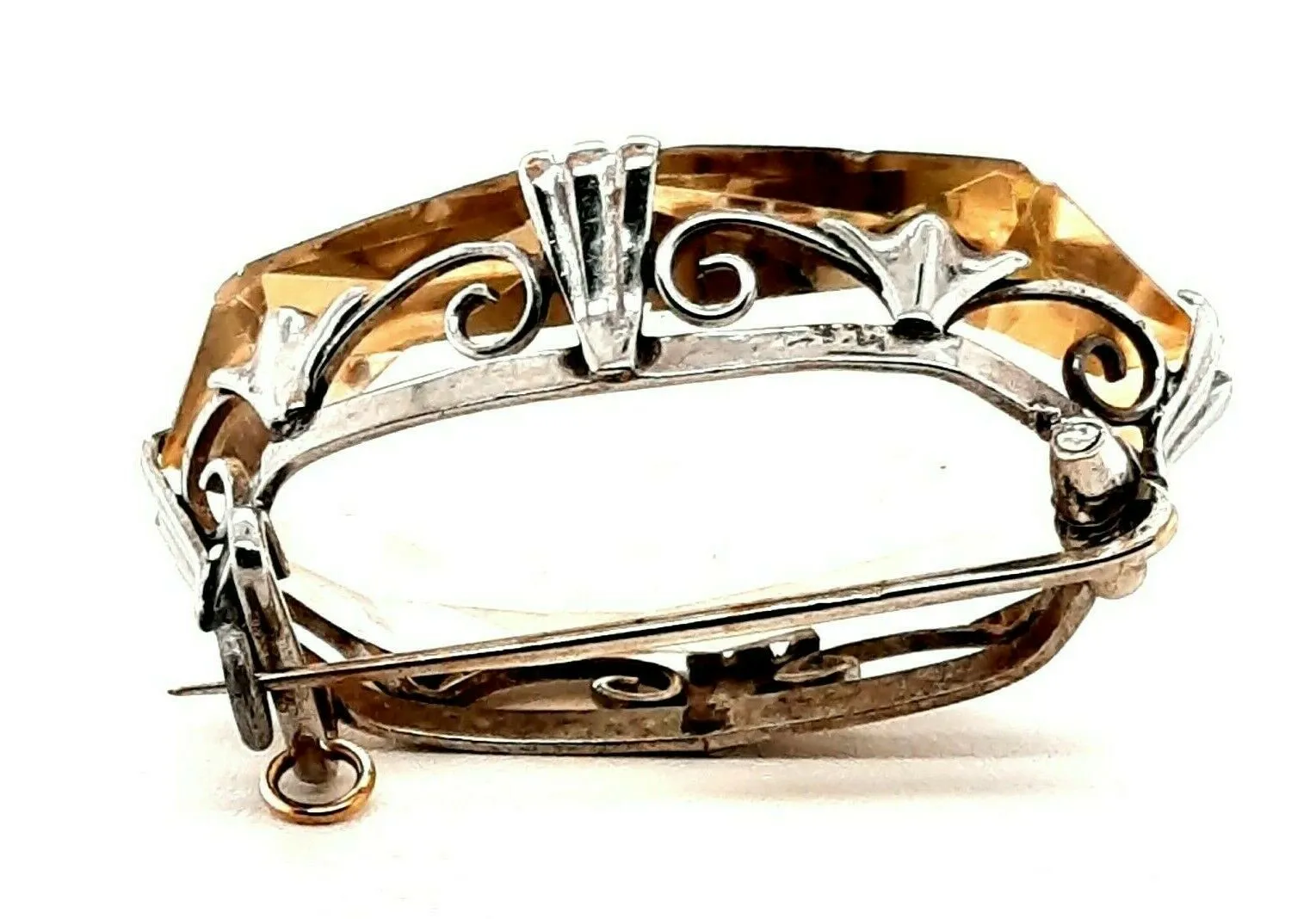 Citrine & Sterling Silver Vintage Brooch