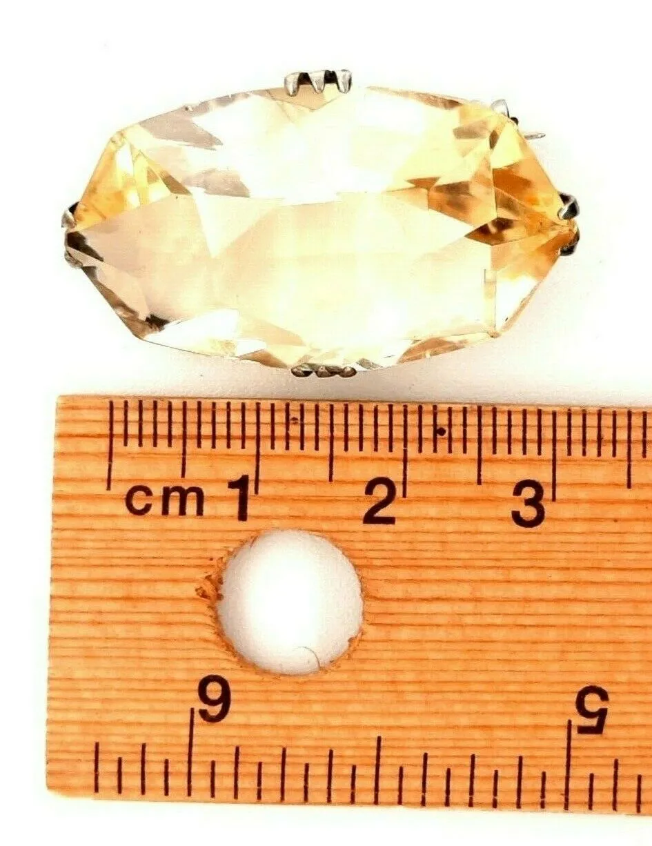 Citrine & Sterling Silver Vintage Brooch