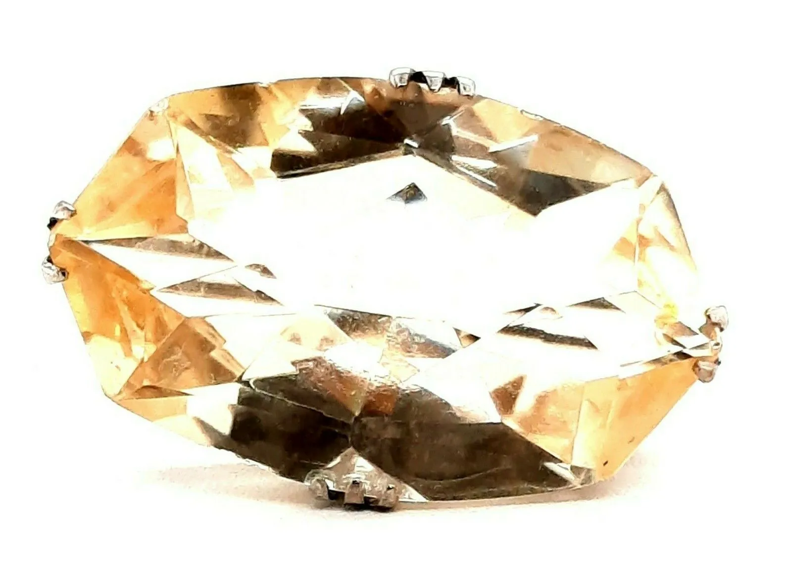 Citrine & Sterling Silver Vintage Brooch
