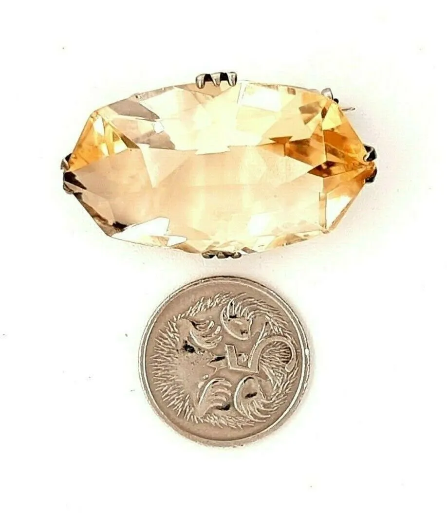 Citrine & Sterling Silver Vintage Brooch