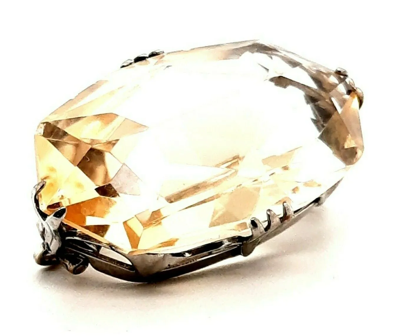 Citrine & Sterling Silver Vintage Brooch