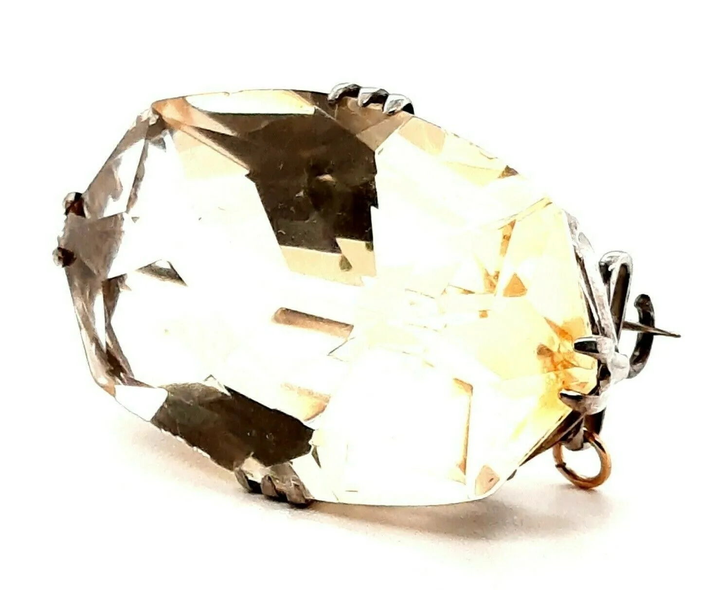 Citrine & Sterling Silver Vintage Brooch