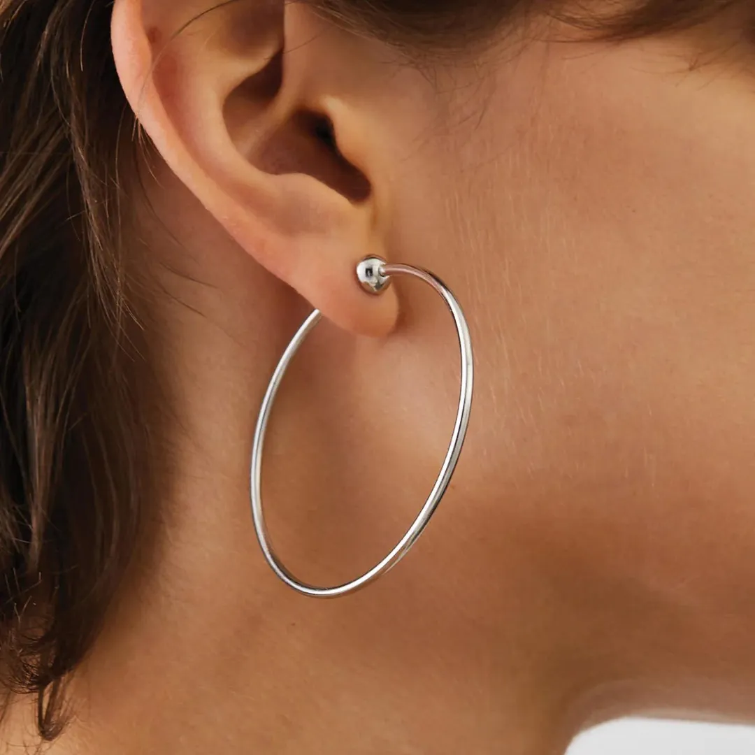 Classic Hoop Earrings - Rhodium