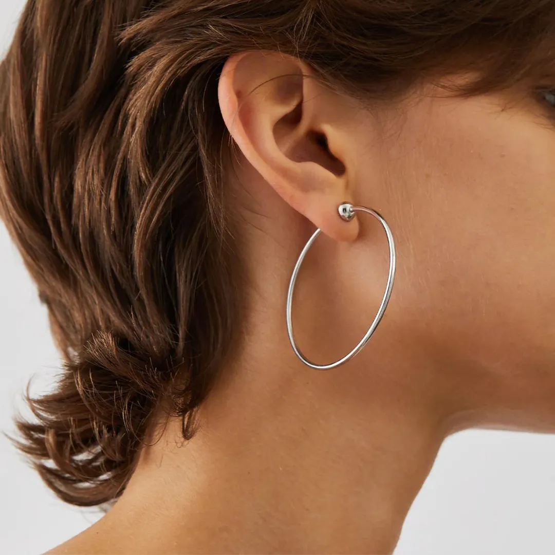 Classic Hoop Earrings - Rhodium