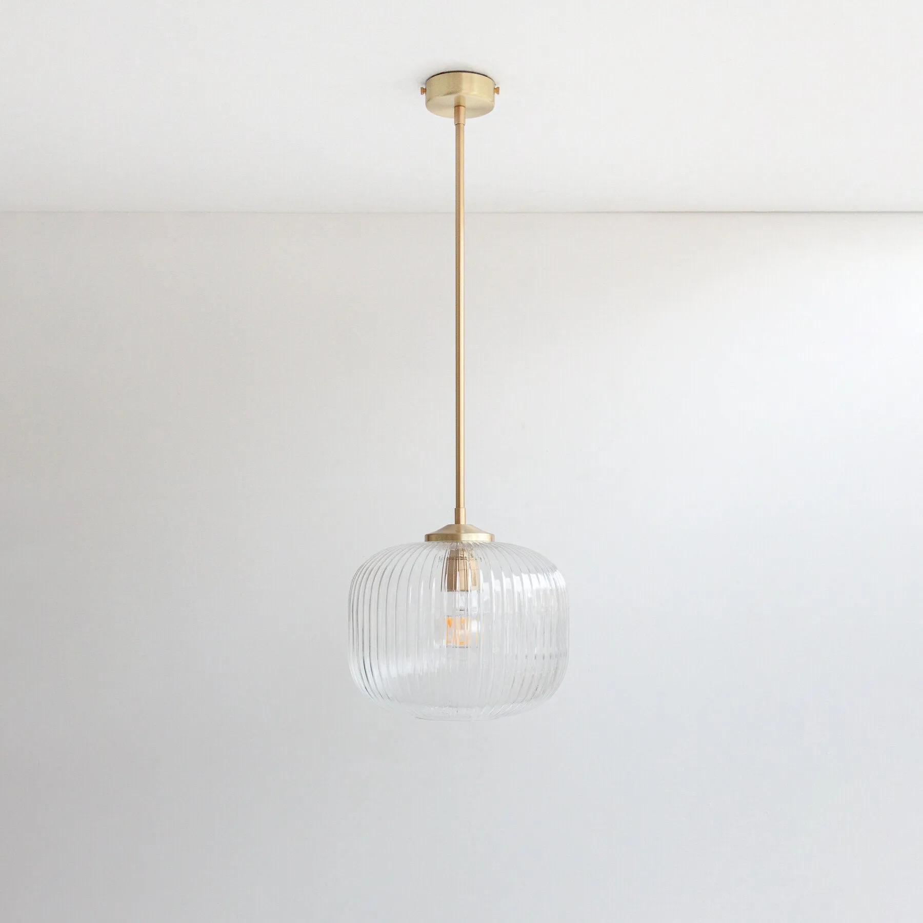 Clear Reeded Glass Stemmed Pendant Light