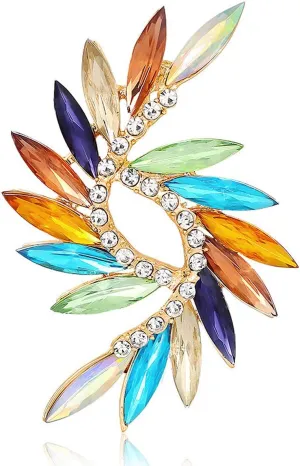 Colorful Leaf Created Crystal Brooches and Pins for Women | Wedding Jewelry with Shining Leaf Design | Brooch Pins for Women Fashion & Hat Pins | Flower Clip Vintage Jewelry & Hat Clip
