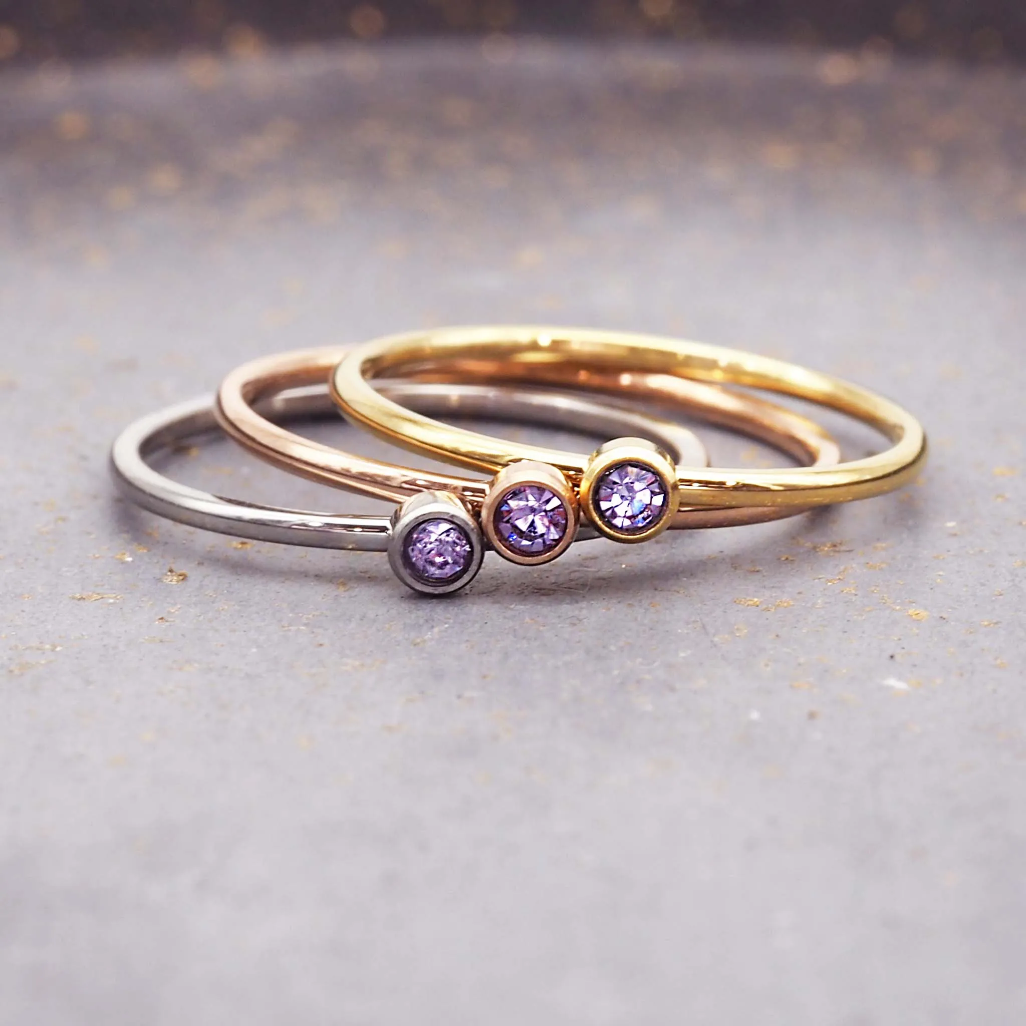 Dainty Birthstone Rose Gold Ring