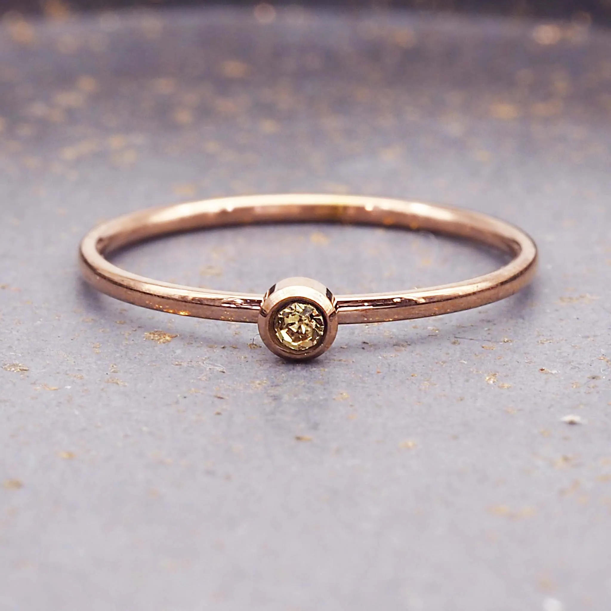 Dainty Birthstone Rose Gold Ring
