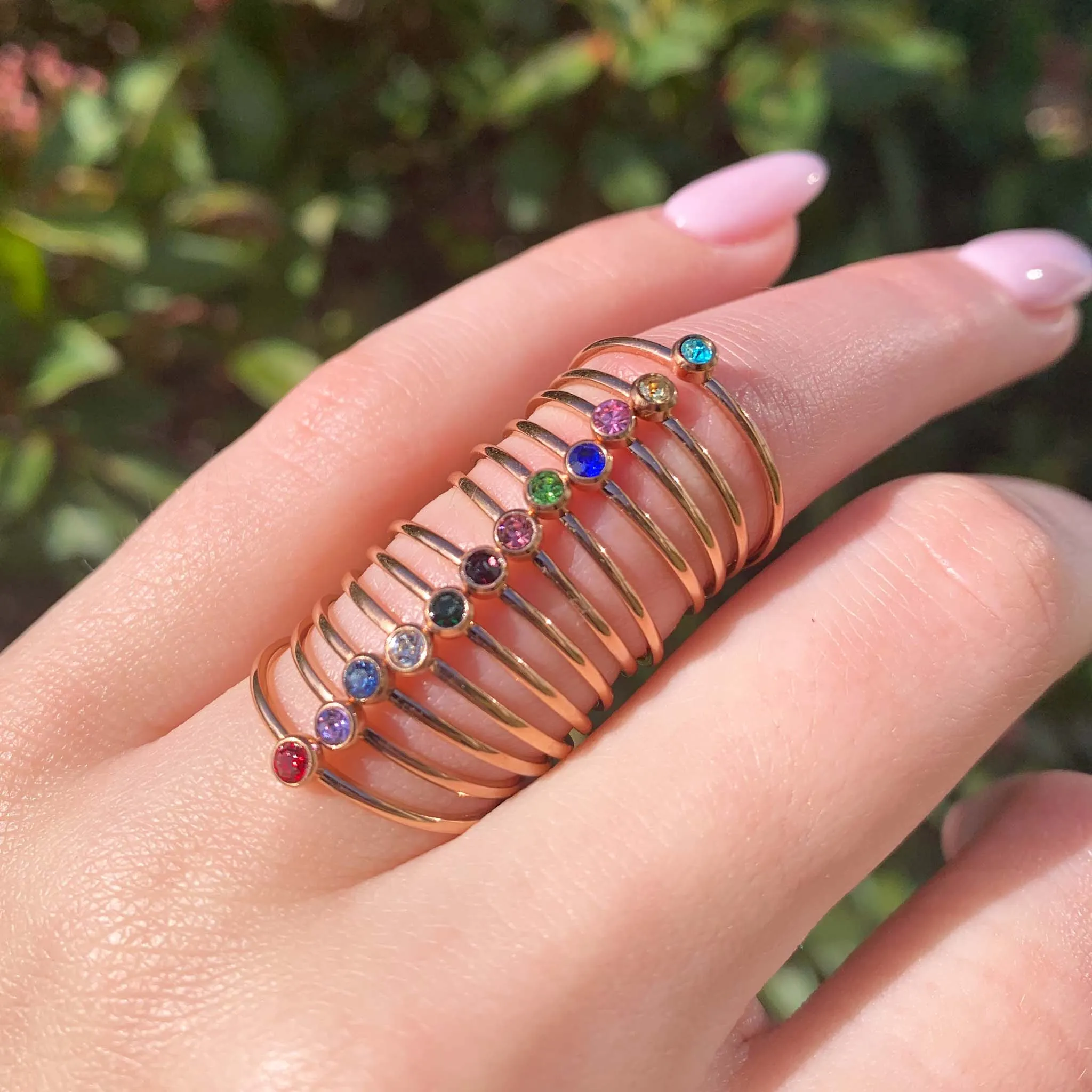 Dainty Birthstone Rose Gold Ring