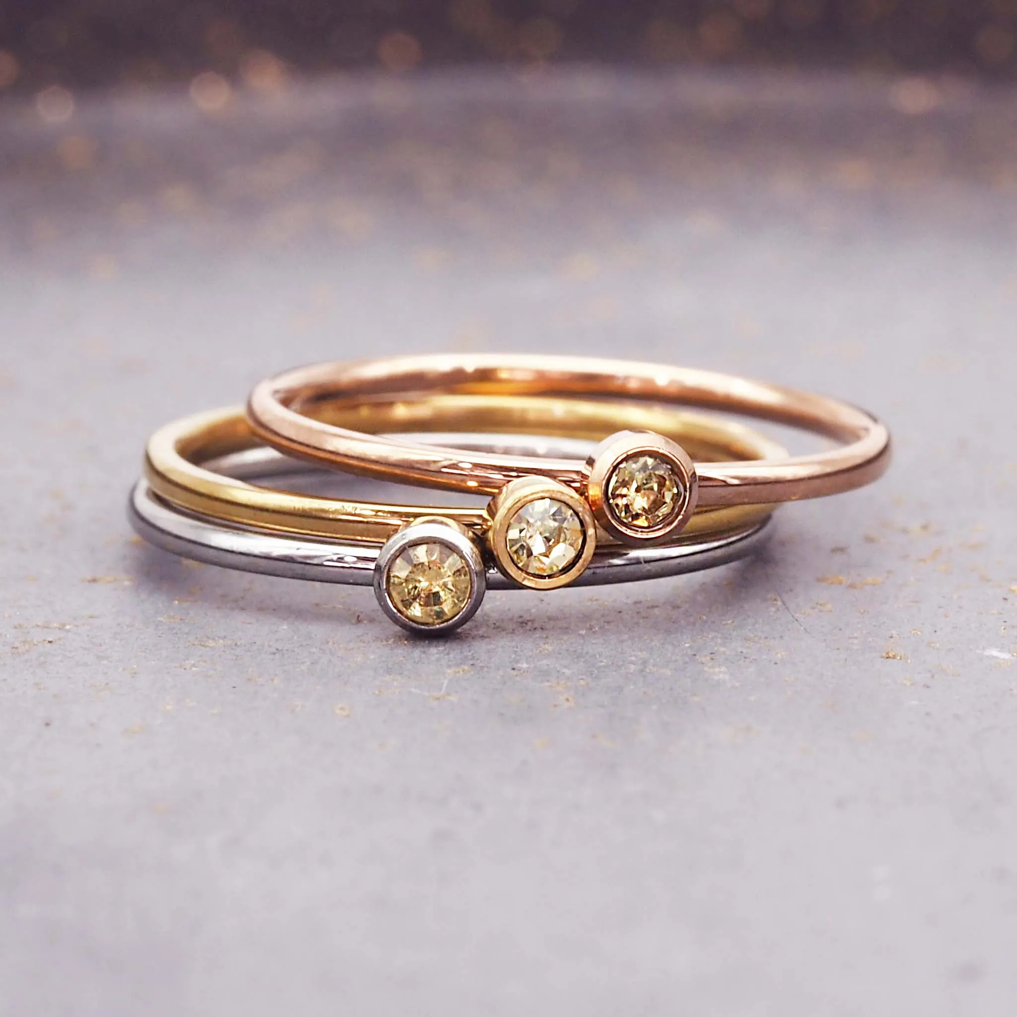 Dainty Birthstone Rose Gold Ring