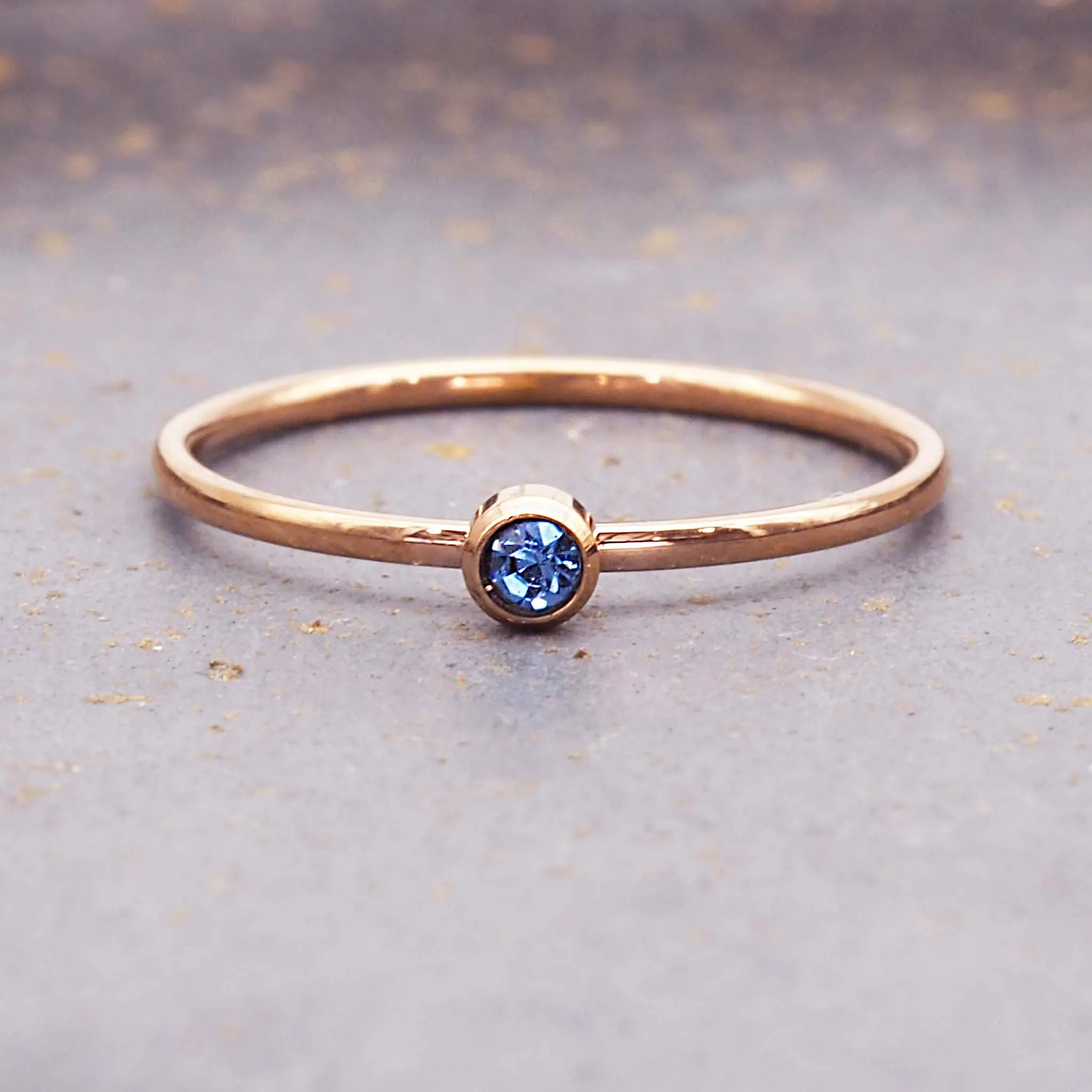 Dainty Birthstone Rose Gold Ring