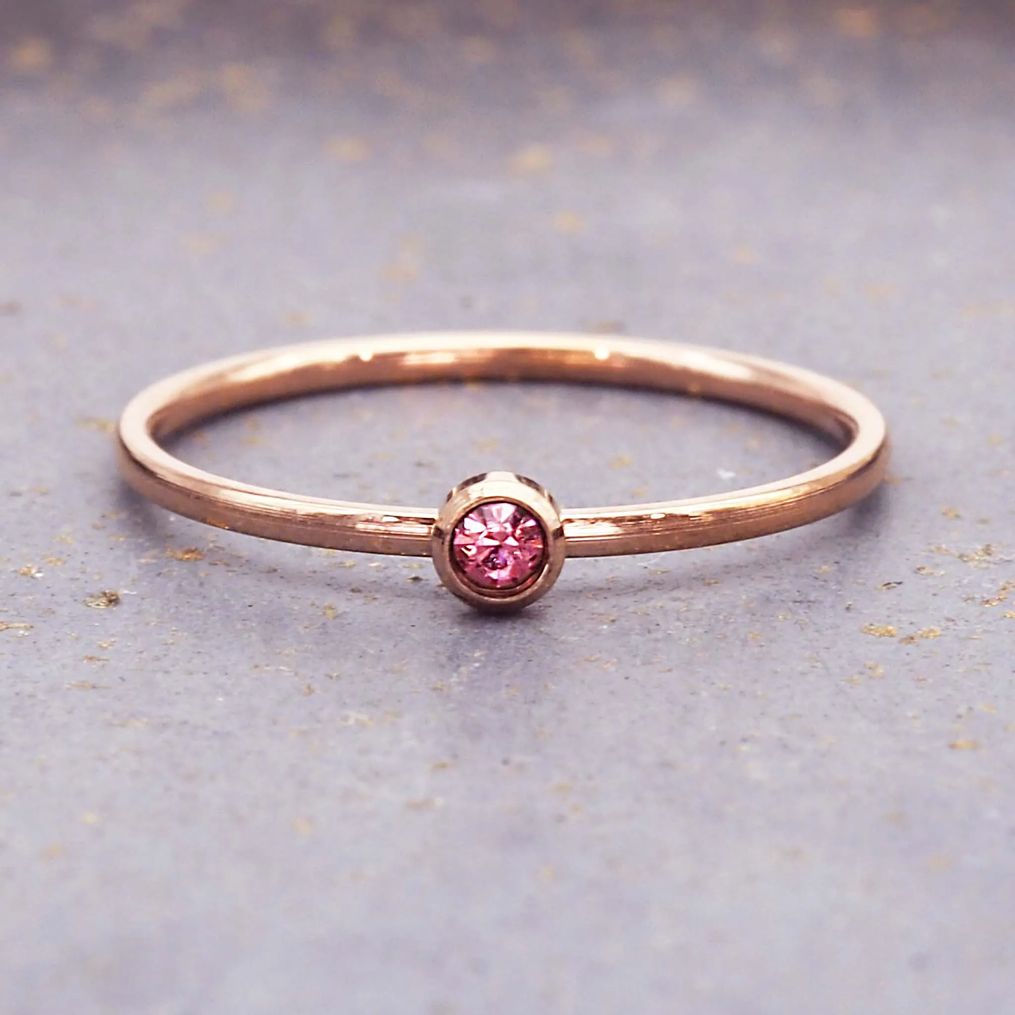 Dainty Birthstone Rose Gold Ring