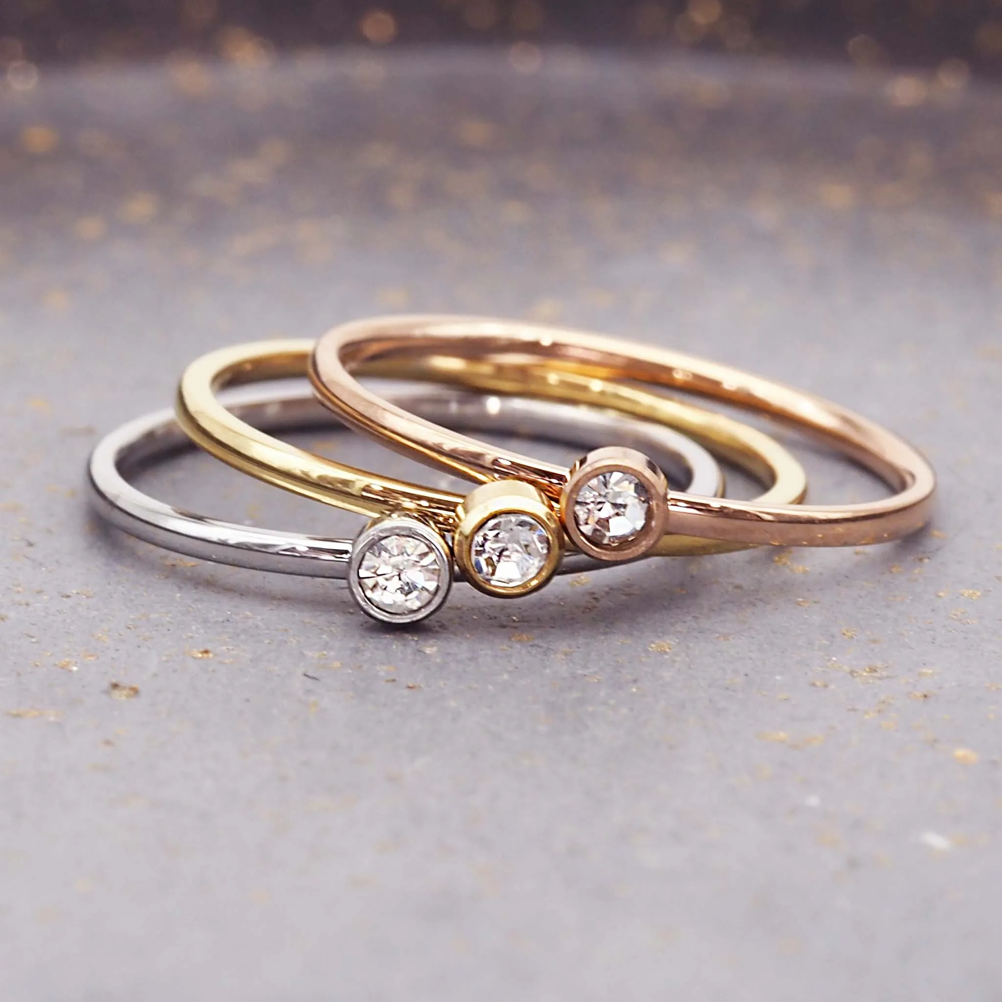 Dainty Birthstone Rose Gold Ring
