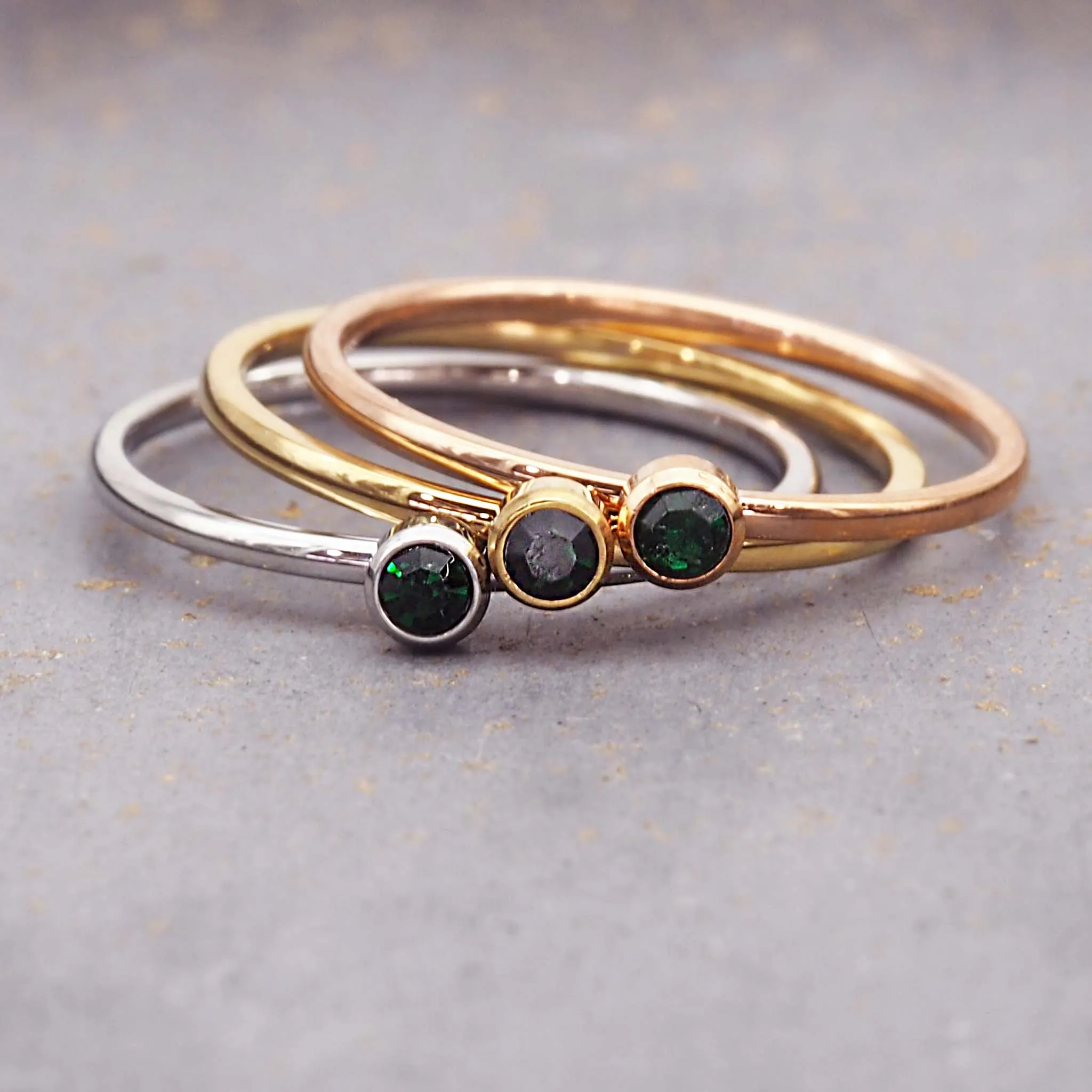 Dainty Birthstone Rose Gold Ring